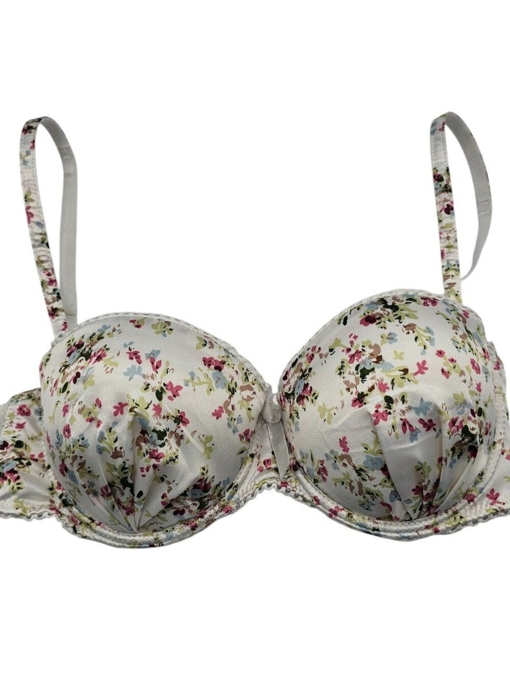 Vintage Y2K Native Intimates Womens Sz 36C Padded Push Up Bra White Floral